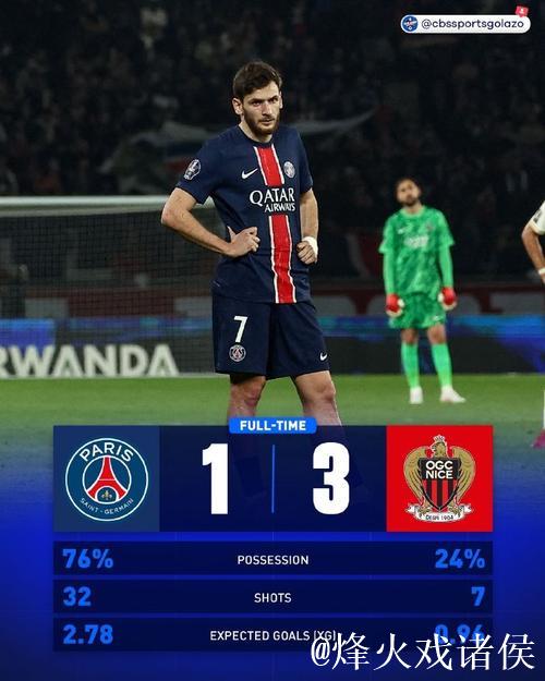 法甲-巴黎1-3不敌尼斯 联赛不败纪录被终结